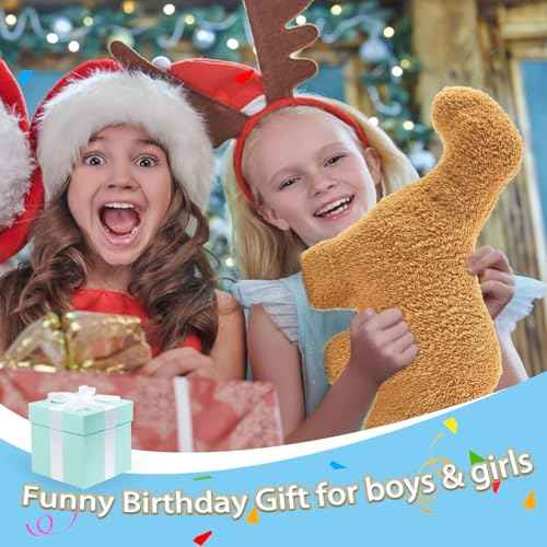 Dino Nugget Pillow Plush, Funny Chicken Nugget Plushie Birthday Gift, Dino Decorative Throw Pillow for Kids Room Decor, Dinosaur Stuffed Animal Idea Birthday Gift for Teens Kids and Adult