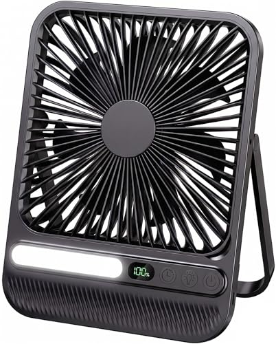 BIVBTP 8000mAh Portable Travel Fan - Classic Black, 7-inch Ultra-Thin Desk Fan with 28H Battery & Quiet Operation