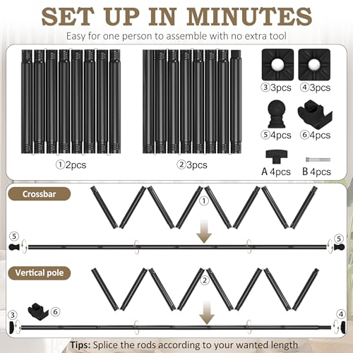 Black Extra Long Room Divider Curtain Rod No Drilling Adjustable 235in
