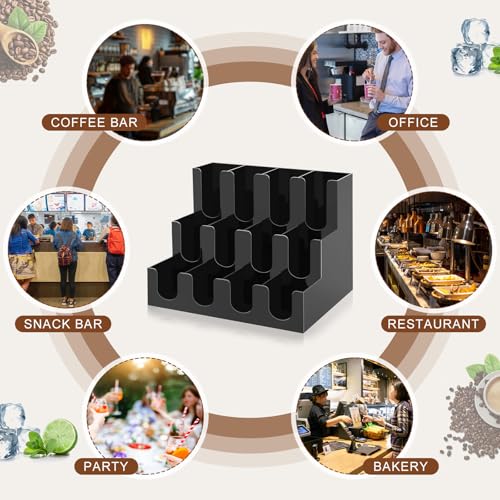 Geetery 16.93 x 12.99 x 11.81 Inch Black Acrylic Cup Dispenser Organizer with 12 Compartments