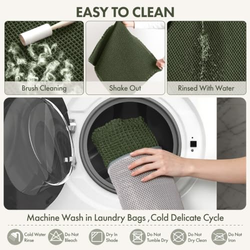 MIULEE Christmas Waffle Bath Mat Runner 17x48 Hunter Green