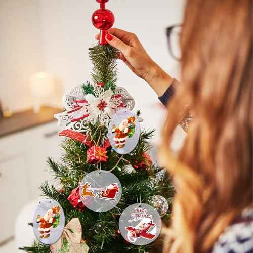 10Pcs Acrylic Ornament Blanks 4 Inch Circle Clear Blanks Round Transparent Disc Blanks with Hole for DIY Keychain Vinyl Crafts Christmas Decor Engraving Painting