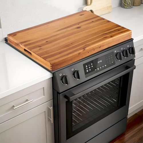 Tidita Acacia Wood Stove Top Cover 30x22 Inches - Noodle Board for Electric & Gas Stoves, XL Size