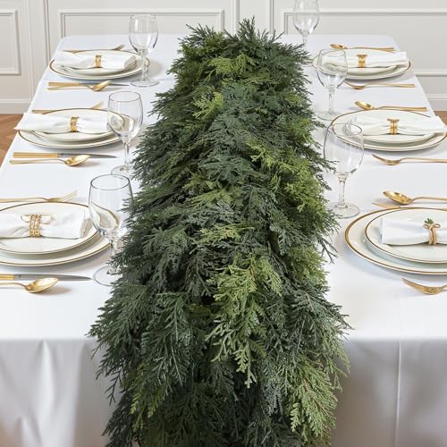 SHareconn 12FT Artificial Christmas Cedar Garland Decoration,