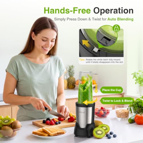 Personal Blender with 3 22oz To-Go Cups - Black | Smoothie & Shake Maker