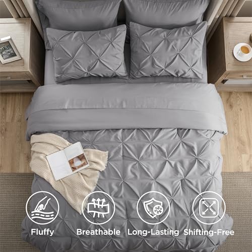 Queen Comforter Set with Sheets - Grey Bedsure 7-Piece Bedding in a Bag - Variation 01
