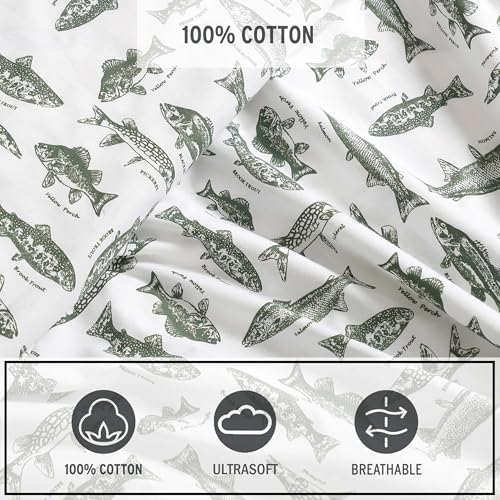 Eddie Bauer Twin Size Bed Sheet Set with Fitted Sheet & Pillowcase - Green
