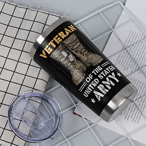 Cosictic Veteran's Day Gift for Men - 20oz Black Travel Tumbler for Veterans