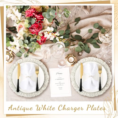 30 Pcs Antique White Charger Plates Bulk Plastic 13", Classic