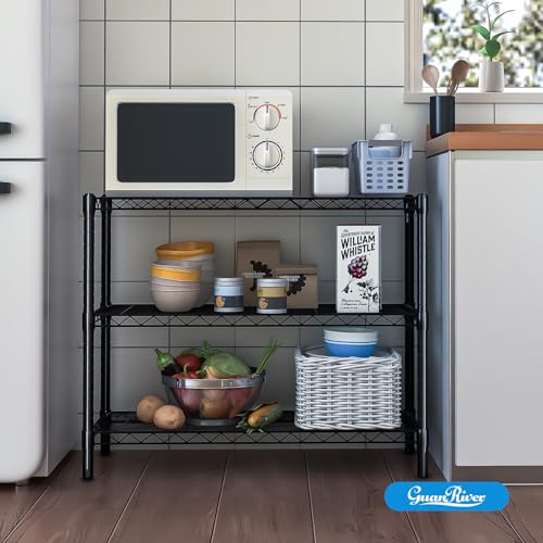 Adjustable Metal Wire Shelving Unit - 3 Tier, Black, 36 x 14 x 30 Inches
