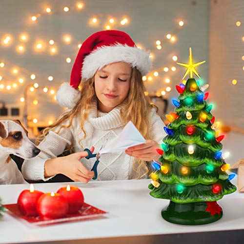 WILLBOND 6 Pieces Ceramic Christmas Tree Star Replacement Light Ceramic Tree Star Ornament Christmas Replacement Light Bulbs Accessories(Red, Yellow, Transparent)