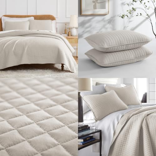 Southshore Fine Living Oversized King Quilt Bedding Set with 2 Pillow Shams - Natural Beige, California King & King Size