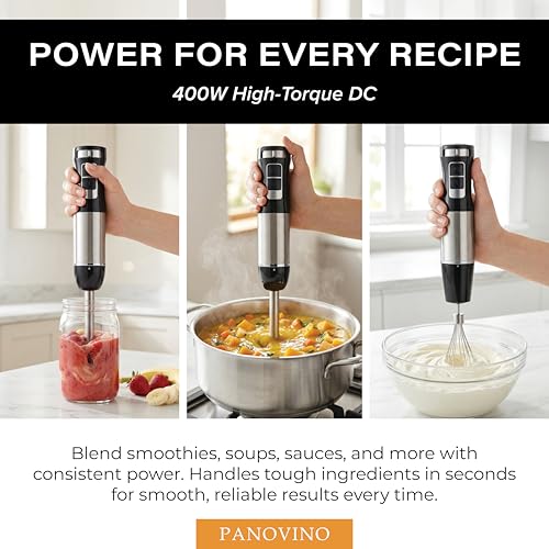 Black Handheld Immersion Blender with 7-Speed Control - PANOVINO