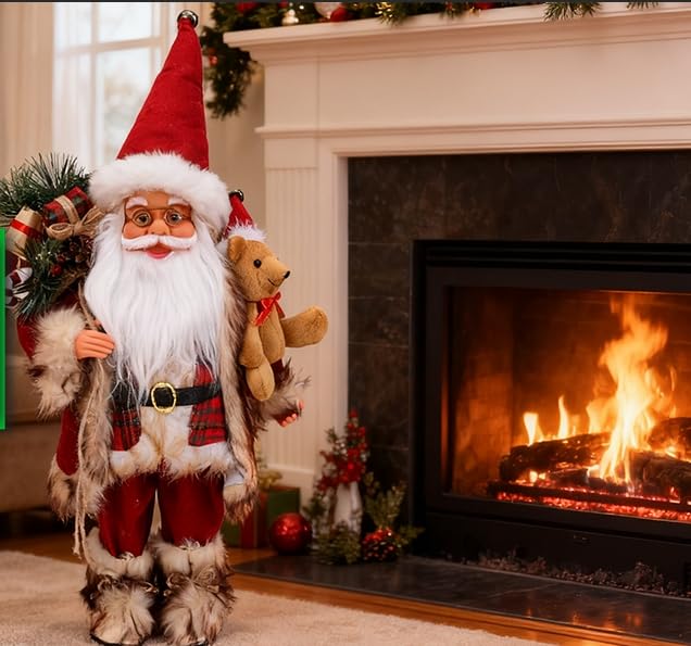 Eforcase Red Santa Claus Figurine - 18-Inch Christmas Standing Decor