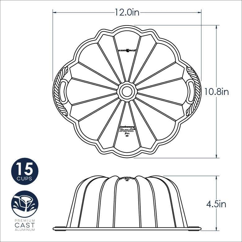 Nordic Ware 15-Cup Anniversary Bundt Pan - Gold, Cast Aluminum, Nonstick - Variation of THIS listing