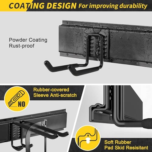 64-Inch Garage Wall Storage Rack with 4 Panels & 10 Hooks - Heavy Duty Metal Tool Organizer