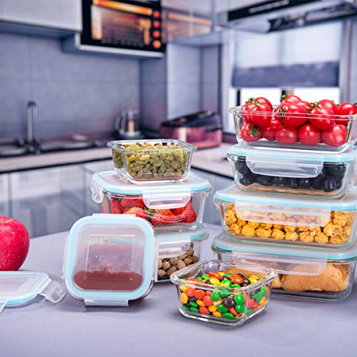 Blue 18-Piece Glass Food Storage Containers with Locking Lids - BPA-Free & Leak Proof