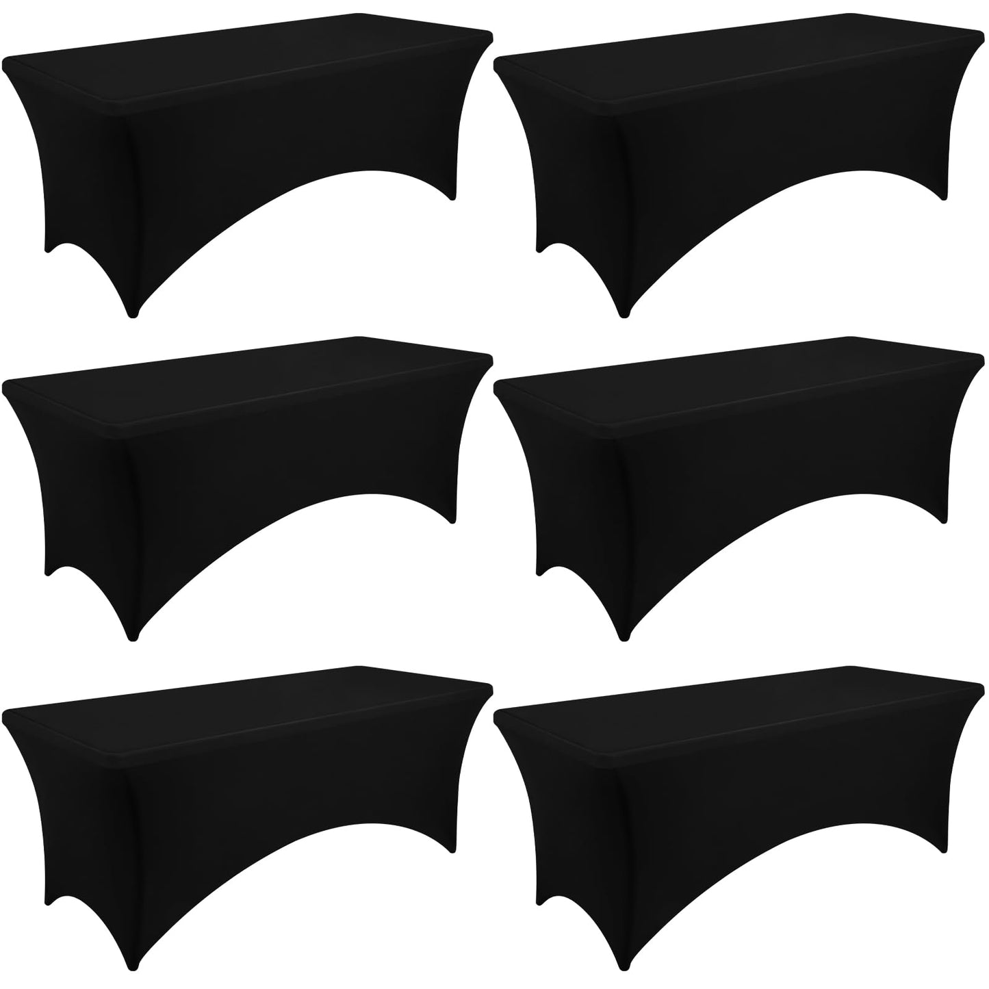 Moosfor Spandex Elastic Fitted 6FT Rectangle Tablecloth, Stretch Washable Reusable Table Cover for Outdoor Picnic, Camping, Dining, Wedding, Banquet & Party Events (Black, 72Lx30Wx30H Inch)