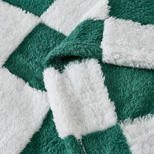 Fleece Baby Blanket for Boys 3D Checkerboard Design, Warm Cozy and Fluffy Infant Newborn Toddler Small Receiving Blankets for Crib Stroller, 30x40 Inches,Christmas Green