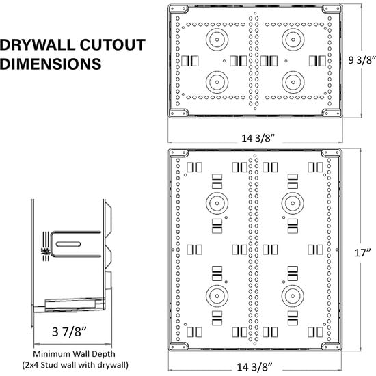 On-Q 17 Inch Dual-Purpose In-Wall Media & Cable Management Box ENP1700NA