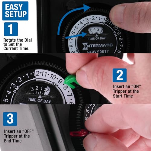 Intermatic Heavy-Duty Outdoor Plug-In Timer 2 ON/2 OFF, Weatherproof, 15A