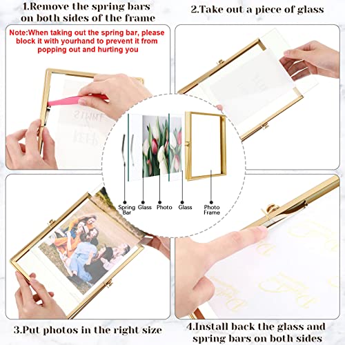 Hoteam Gold 4x6 Inch Floating Photo Frames Set of 12 - Elegant Metal Glass Display
