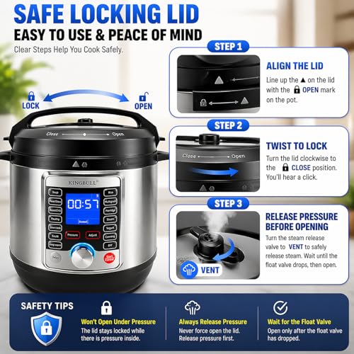 14-in-1 6 Quart Electric Pressure Cooker Multi-Cooker with LCD, Steamer, Yogurt Maker