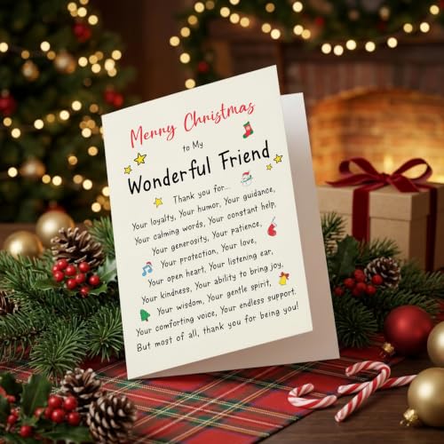 PTRUKD Christmas Card for Wonderful Friend MC-KM-421 – Blank Inside 5 x 7