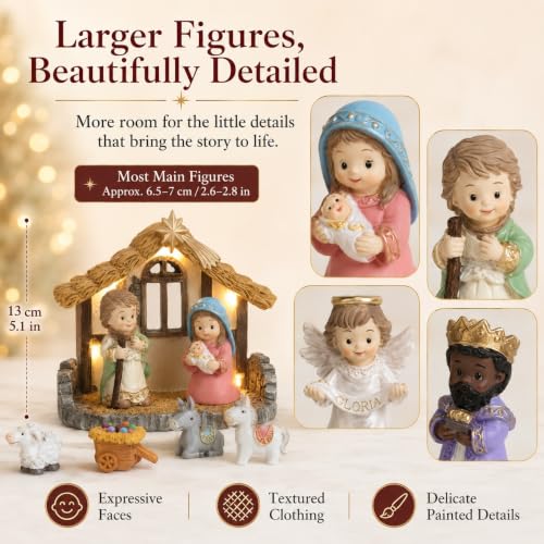 Nativity Advent Calendar 2026 Kids -24 Days of Set with LED Lights