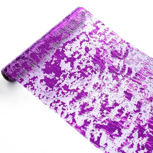 Snowkingdom Purple Glitter Metallic Foil Sequin Mesh Table Runner 49FT