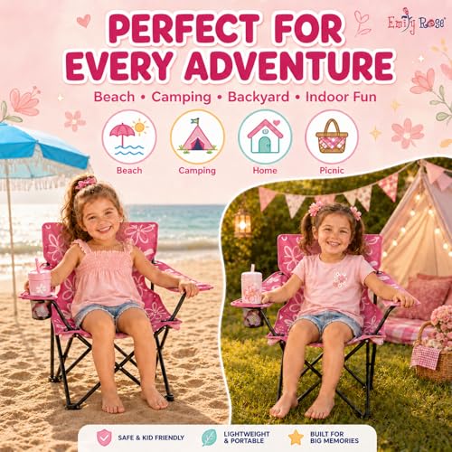 Kids Folding Camping Chair with Cup Holder - Lightweight Outdoor Seat for Toddlers