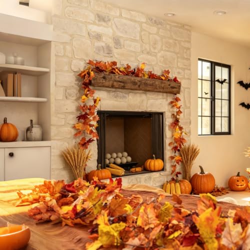 9 Pack Fall Leaf Garland - 53.1Ft Autumn Maple Leaves Halloween Thanksgiving Decor