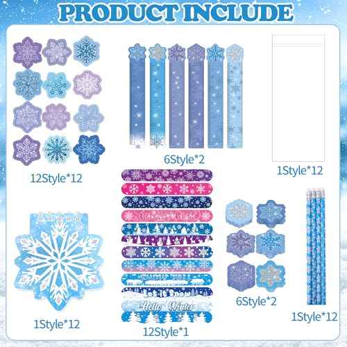 Ertyjikg 96 Pcs Frozen Party Supplies Frozen Birthday Supplies, Snowflake Goodie Bag Stuffers Stationery Set Birthday Party Gift Decorations