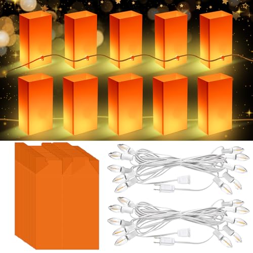 Aurelema Wave Pattern LED Luminary Bags with Lights - 20 Pack Outdoor Decor