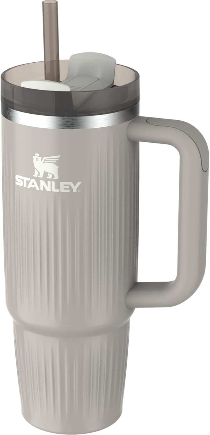 STANLEY Quencher H2.0 Tumbler - 30 oz Insulated Stainless Steel with Handle & Straw | BPA-Free Fluted Ash Gloss