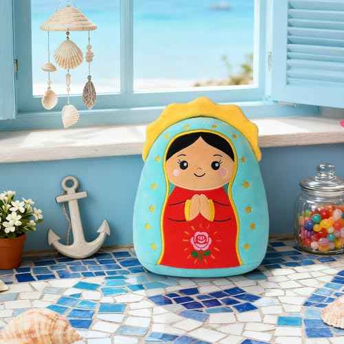 Lady of Guadalupe Plush Pillow, 8 Inches Jesus Plush Stuffed Doll Religious Virgin Maria Plushies Toys Gifts, Christian Easter Christmas Party Favors Decorations