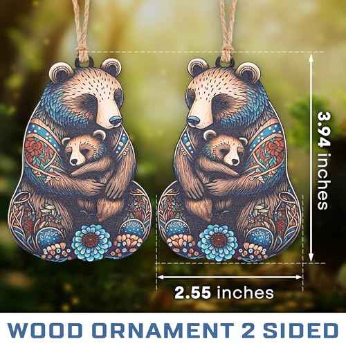 Mama Bear for mom, Mothers Mama Bear Cards with Hanging Ornament, Gifts for Grandmother,Aunt,Nonna, for Daughter,Grandma,Wife (Scand)