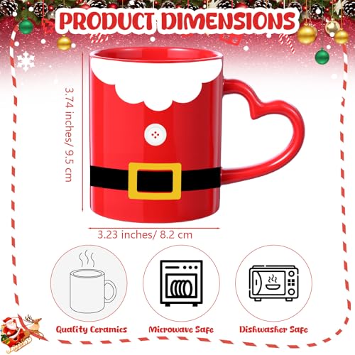 Christmas Colorful Mug Set of 6 - 10 OZ Ceramic Holiday Coffee Cups with Santa Snowman