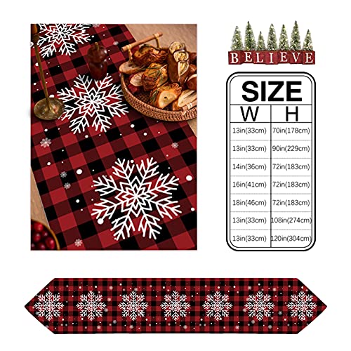 Z&L Home Christmas Buffalo Plaid Table Runner 14x72in Snowflake Print
