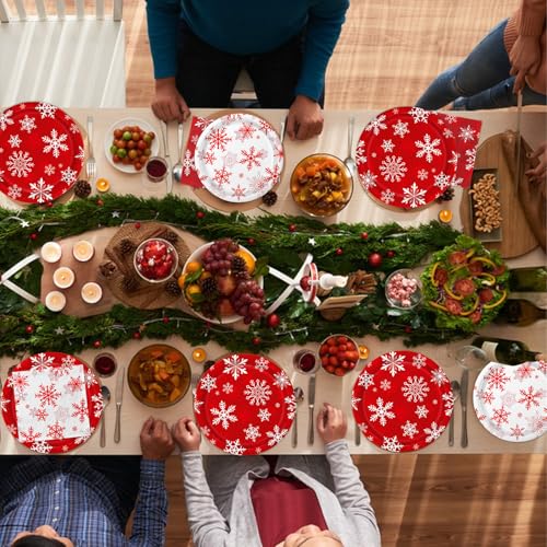 Christmas Plates and Napkins Serve 50 Snowflake Sets Includes Dinner