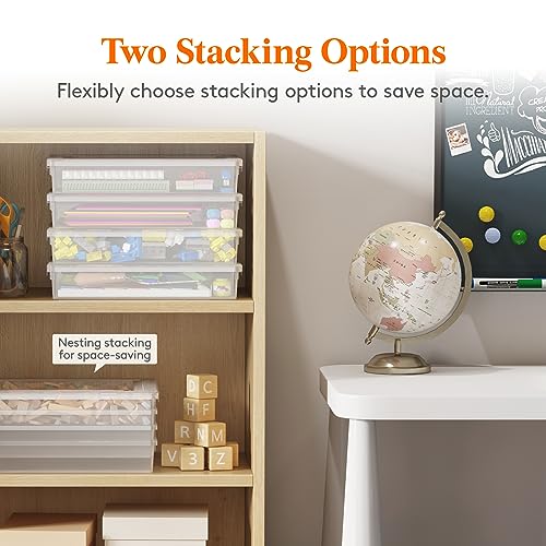 Lifewit 5 Qt Clear Storage Bins with Lids - Set of 4, Stackable, BPA-Free Plastic
