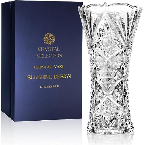 CS Crystal Vase 12-inch Cylinder Sunshine Design - Elegant Flower & Decor Gift