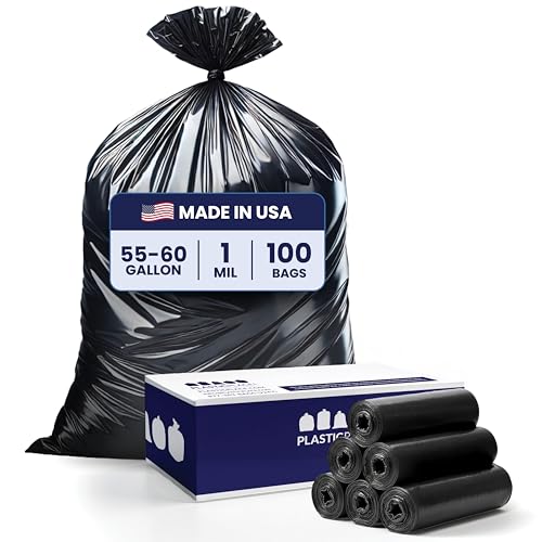 Heavy Duty Trash Bags 55-60 Gallon 1.0 Mil Black Garbage Can Liners - Variation of THIS Listing