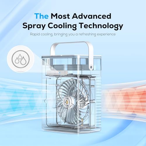 Tiptop Home Blue Portable 3-in-1 Mini Air Conditioner & Cooler — USB, RGB Light, 1000ml