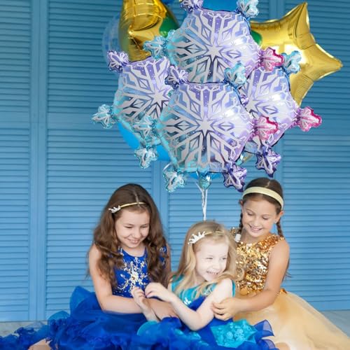 WRBAJIS 5Pcs Colorful Snowflake Foil Balloons Set - 21.26x24.02in Winter Wonderland
