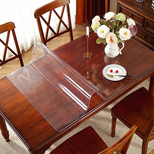 Clear Plastic Table Protector 40 x 80 Inches - 2mm Thick, Waterproof, Heavy Duty