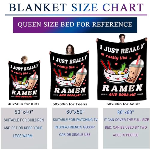 Wattnai Ramen Blanket 60x50 Inches - Soft Anime Noodle & Food Lover Throw, Unique Gift for Men & Adults