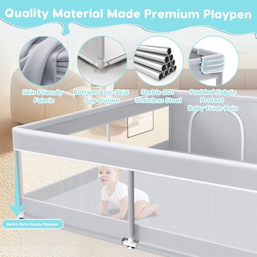 Fshibila Baby Playpen, 50x50 Inch Playard for Babies and Toddlers,
