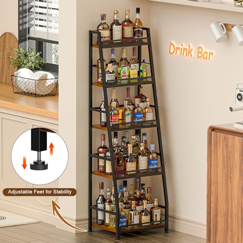 5-Tier Trapezoid Liquor Cabinet for Home Bar Large Capacity - Upgraded