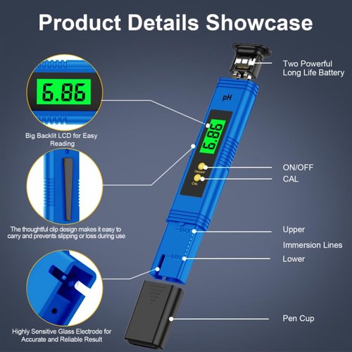 2025 All-New pH Meter for Water - High Accuracy Digital pH Tester (0.01 Precision) with UL Certification and 3 pH Calibration Powders - Ideal for Home Water, Hydroponics, Aquariums, Pools, and More